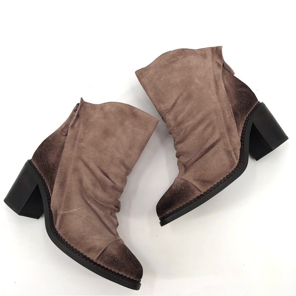 SBICCA Millie Ankle Boots Suede Leather 8.5 Western Block Heel Zip Burnished